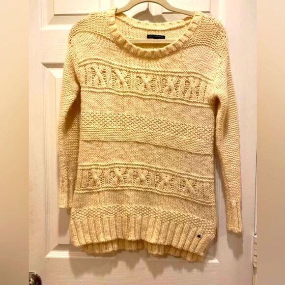 American Eagle Outfitters  Cable Knit Wool Blend Sweater, Tan, XXS - Picture 1 of 3